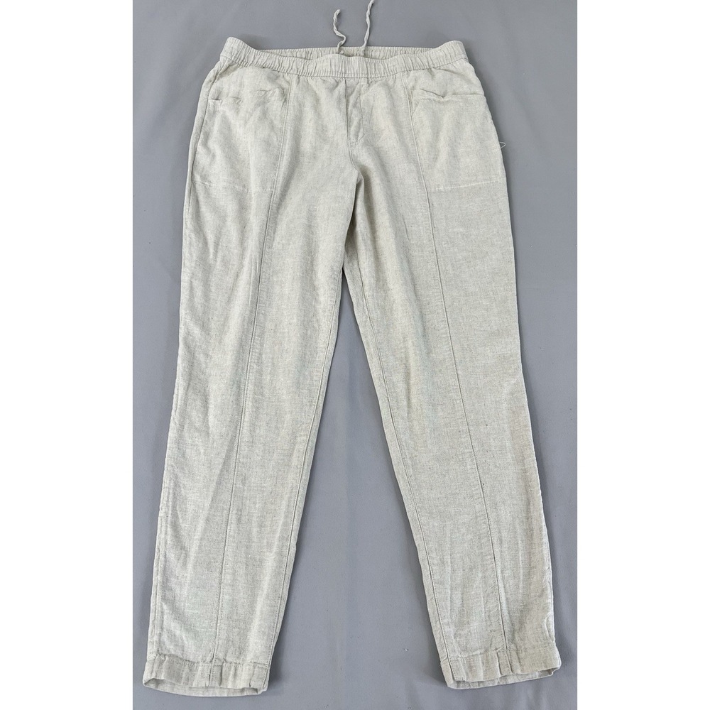 Old Navy Straight Taper Sz XL Tall Beige Pants Linen‎ Women's Beach Pockets